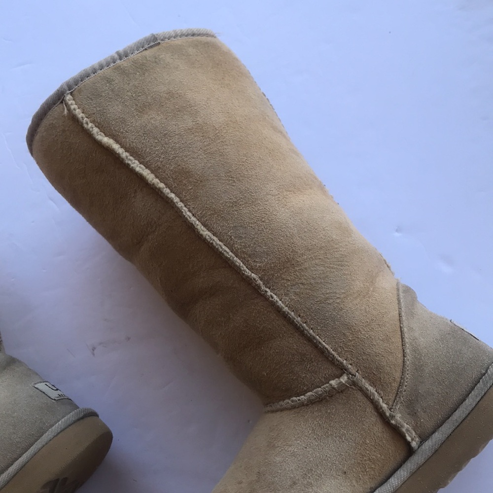 UGG Classic Tall Suede Sherpa Rare Vintage Y2k Sand 6 High Warm Boots Knee Cute - Picture 6 of 17